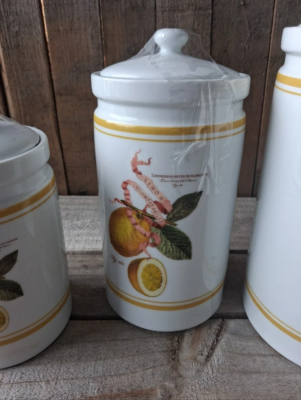 Williams-Sonoma Lemon Botanical 3-Piece Ceramic Canister Set